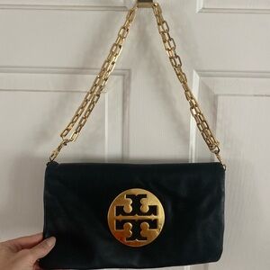 Tory Burch Reva Clutch-Black Leather Bag